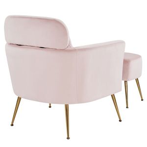 Single Flannelette Indoor Leisure Chair in <b>Pink</b> Half Disassembled with Gold Feet and Pedals Ottomans & <b>Stools</b> Product - Product Image 2
