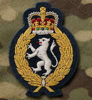 Écusson en tissu brodé à la main, motif Lion, Couronne, Badge, Ancre, Couronne de Laurier, Design en dentelle 3D, à coudre avec épingle de sûreté, pour uniforme et vêtement