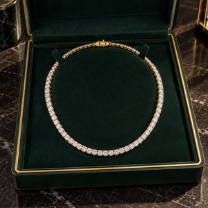Collier tennis élégant en diamants de laboratoire de 22 pouces |   Fournisseurs B2B de bijoux en or 14 carats avec diamants ronds de 0,15 carat et 3,5 mm - Product Image 4
