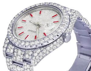 Reloj de Lujo para Hombre, con Diamantes Blancos, Cuarzo Analógico, Acero Inoxidable, 41MM, Moissanita, Estilo Hip Hop - Product Image 4