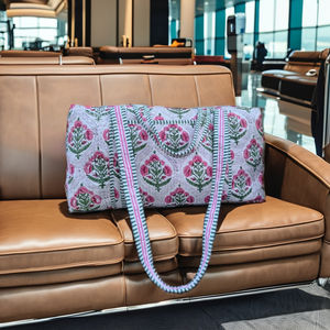 Sac de voyage unisexe 2026 léger et durable en coton, grand format, avec fermeture éclair, imprimé au bloc, écologique, pour les longues escapades de week-end - Product Image 3