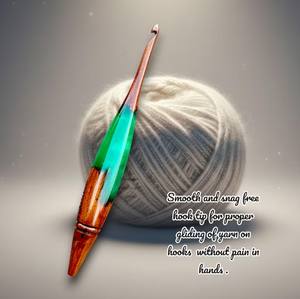 Aguja de Crochet Profesional Hecha con Resina Epoxi y Madera Natural para una Experiencia de Tejido Suave - Product Image 1