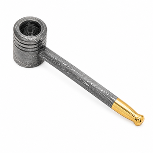 Jexmoo Pipa de Fumar de Acero de Damasco de Lujo Hecha a Mano, Reutilizable, con Funda de Cuero, Regalo para Papá, Esposo, Novio - Product Image 3