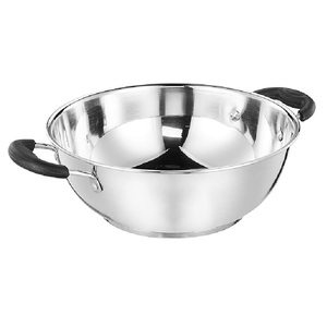 Olla Profunda de Acero Inoxidable con Asas Negras |   Wok Resistente para Cocinar en la Cocina - Product Image 1