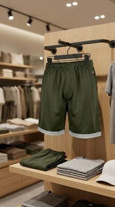 Men Plain Polyester Shorts <b>Elastic</b> Waist Athletic Training Shorts - Product Image 3