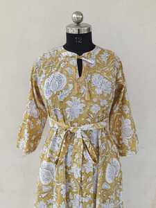 Robe Bohème 100% Coton Pur pour Femme, Imprimé Floral, Robe Longue Ample et Évasée, Robe Décontractée Confortable et Infroissable - Product Image 4