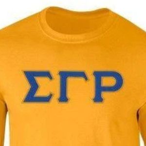 Camiseta de manga larga de sarga con letras de la hermandad griega Gold Sigma Gamma Rho, cuello redondo, para mujer, ropa universitaria, envío en 2 días, personalizada al por mayor - Product Image 5