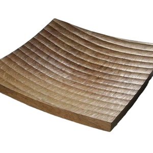 Bandeja decorativa de madera de nogal tallada a mano con textura de concha, centro de mesa moderno de madera escultural, plato de exhibición artístico - Product Image 1