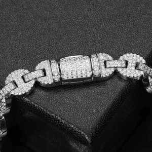 Último Diseño en Joyería Hiphop de Lujo, Pulsera de Cadena Cubana Miami Moissanite en Plata de Ley 925 para Unisex - Product Image 2