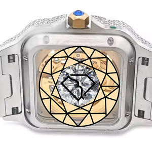 Reloj de Lujo Personalizado de Acero Inoxidable con Cuarzo Analógico, Cronógrafo, Cristal de Zafiro, Resistente al Agua, Estilo Hip Hop Antiguo - Product Image 4