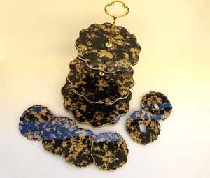 Support à gâteau en résine écologique fait main, 2 pièces, pour table de dessert de mariage, décoration d'événements, forme personnalisée, passe au lave-vaisselle, artisanat - Product Image 2