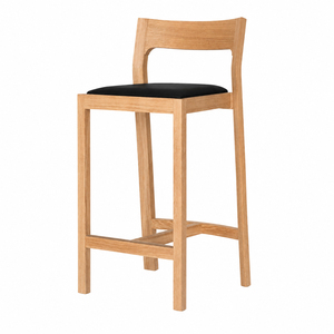 Silla de Bar Contemporánea Sela de Madera de Teca Sólida Premium, Duradera, con Asiento Tapizado - Product Image 1
