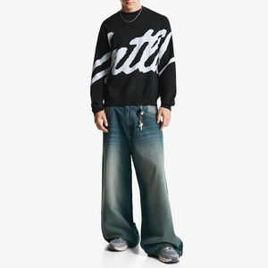 Pull en laine jacquard pour homme, col rond, manches longues, logo personnalisé, imprimé, anti-plis, streetwear d'hiver - Product Image 1