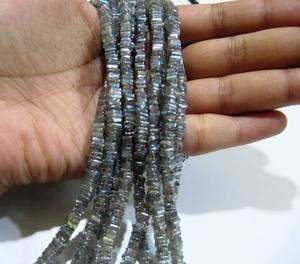 Perles carrées Heishi en labradorite naturelle, 4 mm, fil de perles de pierres précieuses, 8 pouces de long - Product Image 4