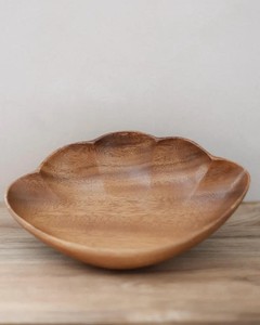Bol de service vintage en bois d'acacia poli – Saladier écologique sculpté et bio pour les réceptions - Product Image 1