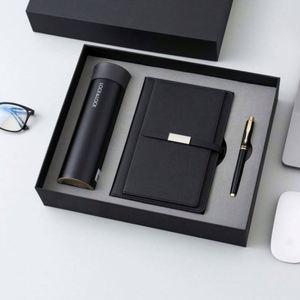 Custom Logo Luxury Corporate Gift Refillable Stationery Notebook Water Bottle Set A5 Business Leather Thermos Cup <b>Journal</b> - Product Image 3