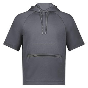 Venta al por mayor 100% algodón de los hombres de media manga sudadera de invierno sólido con capucha transpirable patrón 3D - Product Image 5