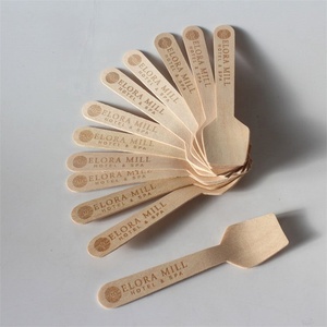 Cuchillo de bloque natural barato de <span class=keywords><strong>China</strong></span>, tenedor de madera, mango de cuchara, Mini helado, cuchara cuadrada desechable - Product Image 4
