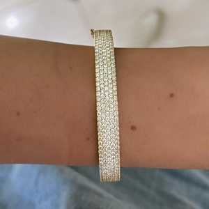 Multi Row Lab Grown Diamond <b>Bangle</b> <b>Bracelet</b> Custom Solid 10K 14K 18K Gold Box Lock Hinged Wholesale Factory Price Manufacture - Product Image 2
