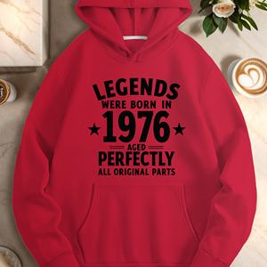 Sudadera con Capucha Casual para Mujer, Leyenda Nacida en 1976, Cuello con Capucha, Impresión por Transferencia de Calor, Tejido de Punto 100% Poliéster - Product Image 2