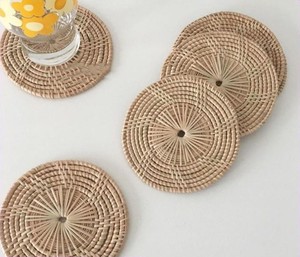 Premium Classic Handmade Rattan <b>Coasters</b> Natural Woven Eco-Friendly <b>Heat</b> Resistant Table Drink Mats for Stylish Home Decor - Product Image 3