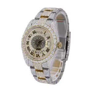 Splendidigiet Jewelry Montre à quartz analogique sertie de diamants, boîtier rond de 40 mm, verre saphir, bracelet en acier inoxydable, unisexe, luxe - Product Image 4