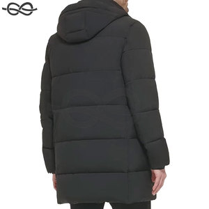 Men's Casual Winter <b>Coat</b> Long Stretch Puffer Jacket Stand Collar Water-Resistant Lightweight Warm Sleek Design Adjustable Hood - Product Image 3