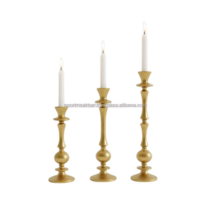 Chandelier vintage en laiton doré pour bougie conique, élégant support en métal tourné, base ronde, centre de table pour dîner et mariage, décoration de cheminée - Product Image 2