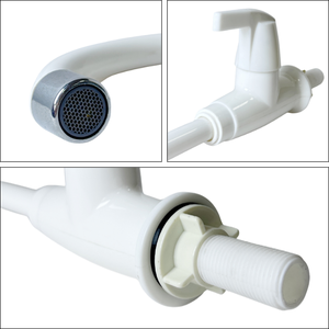 KSN VietNam KSOM-51T9PP Modern White Deck Mounted Single Cold Kitchen Sink <b>Tap</b> Flexible <b>Plastic</b> Gooseneck Water Faucet - Product Image 3
