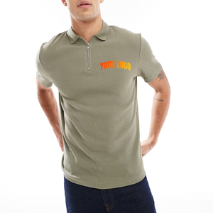 T-shirt en coton tricoté de qualité supérieure pour homme, manches courtes, couleur unie, respirant, décontracté, personnalisable - Product Image 4