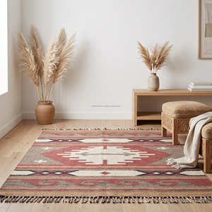 Alfombras de Dormitorio Kilim de Alta Calidad con Flecos en los Bordes, Alfombra Turca Kilim Hecha a Mano, Plegable, Antideslizante, Tapete de Yoga Kilim - Product Image 5
