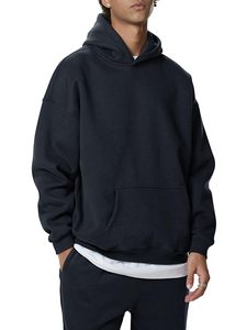 High Quality 380g No <b>Strings</b> Blank Fleece Drop Shoulder Hoodies Men Cotton Pullover Solid Breathable Wholesale Custom Printing - Product Image 1