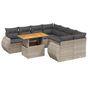 Juego de sofá de jardín de ratán PE gris con reposabrazos ajustables grandes Muebles de exterior de primera calidad con asientos cómodos - Product Image 2