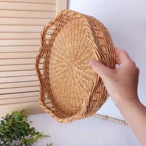 Bandeja de Servir Decorativa de Mimbre Bohemio con Borde Festoneado, Tejida a Mano, Apta para Lavavajillas, para Organización del Hogar, Venta al Por Mayor - Product Image 4