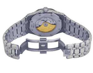 Montre de luxe pour homme BOJ A.P.51 avec cadran arabe noir, mouvement à quartz entièrement blanc, boîtier en alliage, cadran en verre, diamants VVS, moissanite, 41 mm - Product Image 6