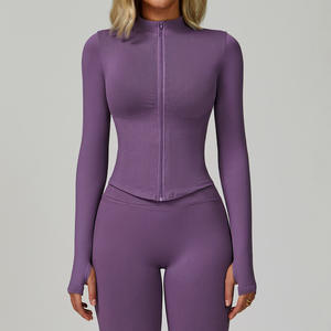 Solid Color Gym Fitness <b>Jacket</b> Yoga With Pockets Morning <b>Workout</b> White Yoga <b>Jacket</b> Quick-Dry Slim Yoga <b>Jacket</b> - Product Image 4