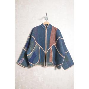 Chaqueta Kantha Vintage Hecha a Mano para Mujer, Abrigo Boho de Algodón Indio con Parches, Ropa Exterior Étnica Informal - Product Image 2