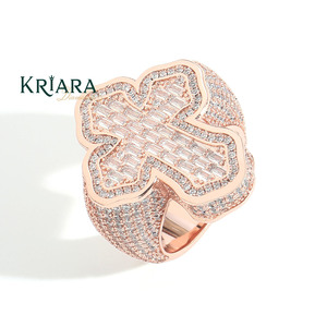 Unisex <b>Cross</b> Shape Moissanite Cocktail <b>Ring</b> 925 <b>Silver</b> Rhodium Plated Luxury Party Jewelry - Product Image 2