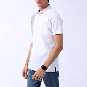 เสื้อเชิ้ตแขนยาวสีขาวสำหรับผู้ชาย ผ้าถักโพลีเอสเตอร์/คอตตอน น้ำหนัก 200 กรัม สไตล์ลำลอง ระบายอากาศได้ดี ทรงปกติ สีพื้น - Product Image 4
