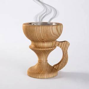 Quemador de Incienso Religioso de Madera de Acacia Natural de Lujo, Exclusivo Quemador de Incienso Madkhan de Diseño, Porta Incienso con Asa, Fragancia Árabe Premium - Product Image 1