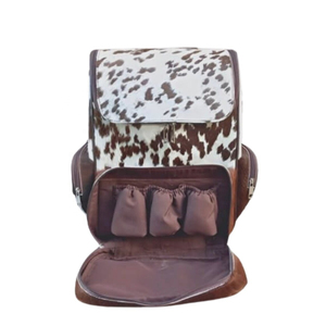 Mochila de cuero de vaca con estampado animal, múltiples bolsillos, cierre de cremallera, mochila unisex de moda para el día a día, 15 pulgadas - Product Image 4