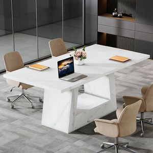 Scrivania Direzionale in Finto Marmo e Legno, Elegante Scrivania da Ufficio - Product Image 2