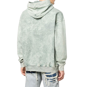 Custom Vintage Distress <b>Paint</b> Hoodie for Men Acid Wash Heavyweight Cotton French Terry Sun Faded Oversized Front Plaid Hooded - Product Image 4