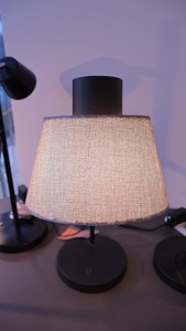 Minimalist Desk Lamp with Beige Fabric Cone Shade Metal Base LED Soft Warm White <b>Light</b> Hotel <b>Switch</b> Control AC 220V CRI80 - Product Image 3