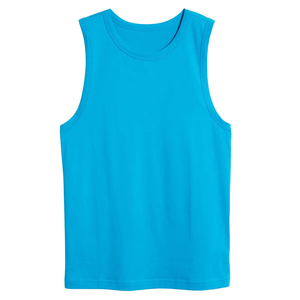 เสื้อกล้ามออกกำลังกายผู้ชาย ดีไซน์ล่าสุด ผลิตจากโพลีเอสเตอร์ 100% แห้งเร็ว สไตล์ไฮสตรีท ลายเรียบ คอกลม พร้อมโลโก้ด้านหน้าและด้านหลัง - Product Image 1