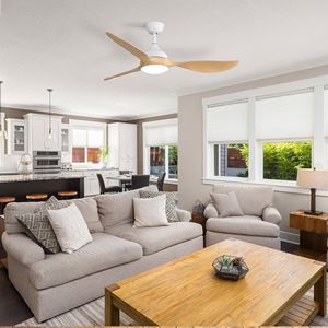 Ventiladores de Techo LED Modernos de 56 Pulgadas con Luz LED Regulable y Motor Reversible de CC Silencioso para Uso en Interiores y Exteriores - Product Image 6