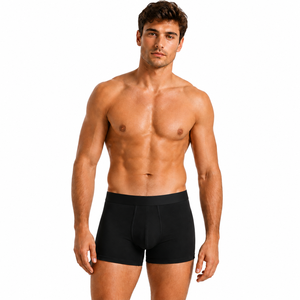 <b>Black</b> Men <b>Boxer</b> Briefs Seamless Cotton Blend Underwear Breathable Quick Dry Mid Rise Daily Wear - Product Image 1