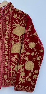 Red <b>Velvet</b> Embroidered Breathable Suzani <b>Jacket</b> <b>Women</b> Gold Floral Boho Handmade Winter Outerwear Christmas Gift Holiday - Product Image 6