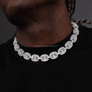 Bijoux personnalisés fabriqués avec de luxueux argent 925 étincelant VVS clarté moissanite étincelant brillant diamant chaîne cubaine - Product Image 4