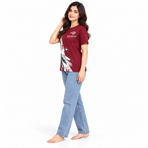 Nouveaux styles saisonniers avec des imprimés artistiques, t-shirts imprimés pour femmes pour les sorties du week-end et un confort sans effort. - Product Image 3